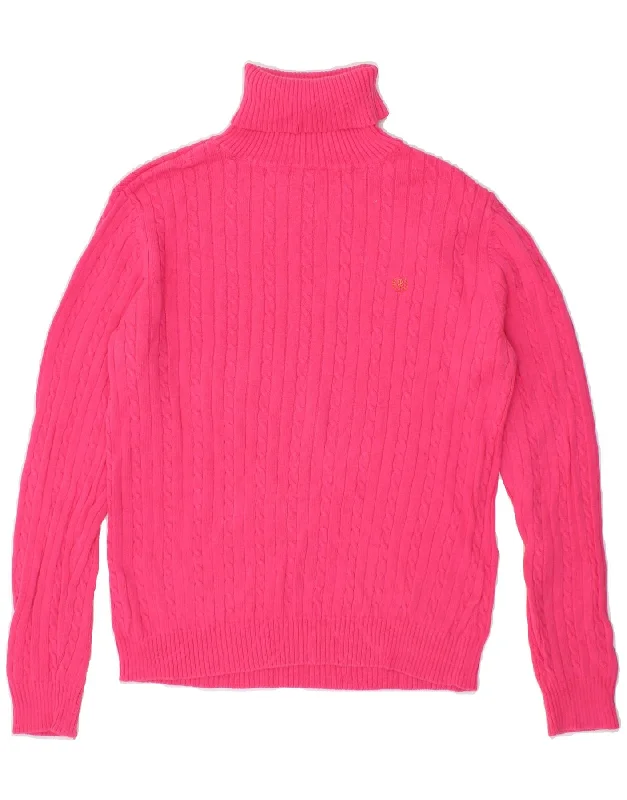 Stock Up and Save IZOD Womens Roll Neck Jumper Sweater UK 14 Large Pink Cotton