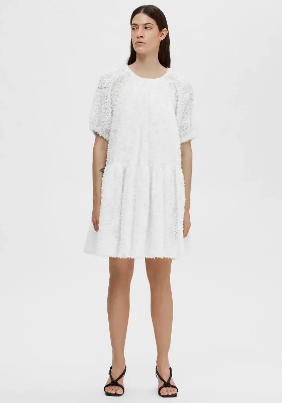 Closeout Selected Femme Manuela Textured Shift Dress, Creme