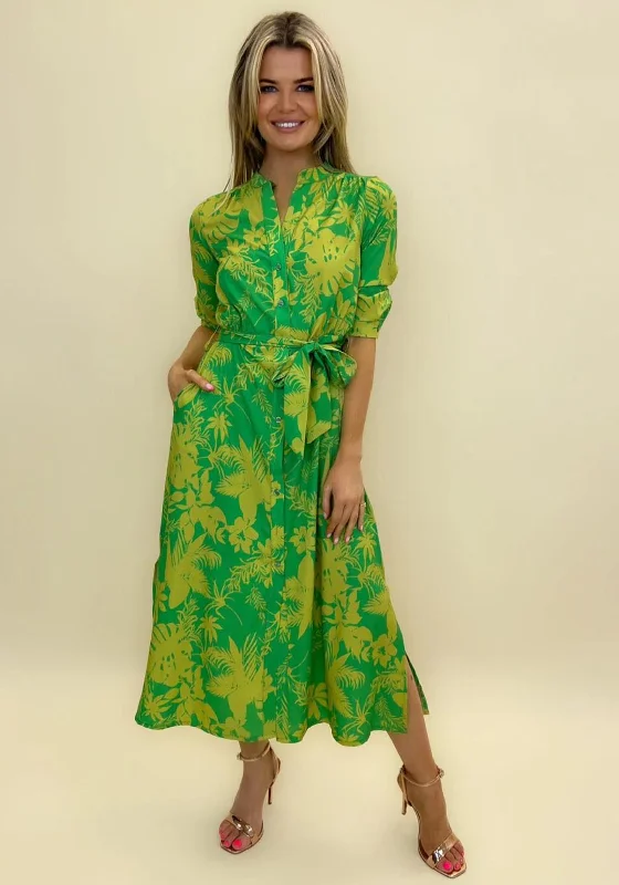 Deal Dash Kate & Pippa Capri Leaf Print Midi Dress, Flower Green