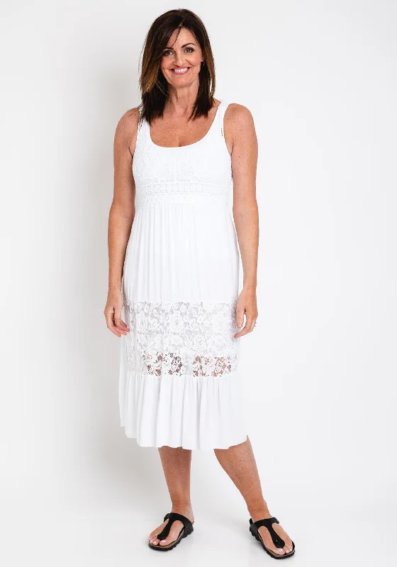 Price Drop The Serafina Collection One Size Broidery Blouson Midi Dress, White