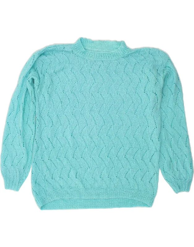 VINTAGE Womens Turtle Neck Jumper Sweater UK 14 Medium Turquoise