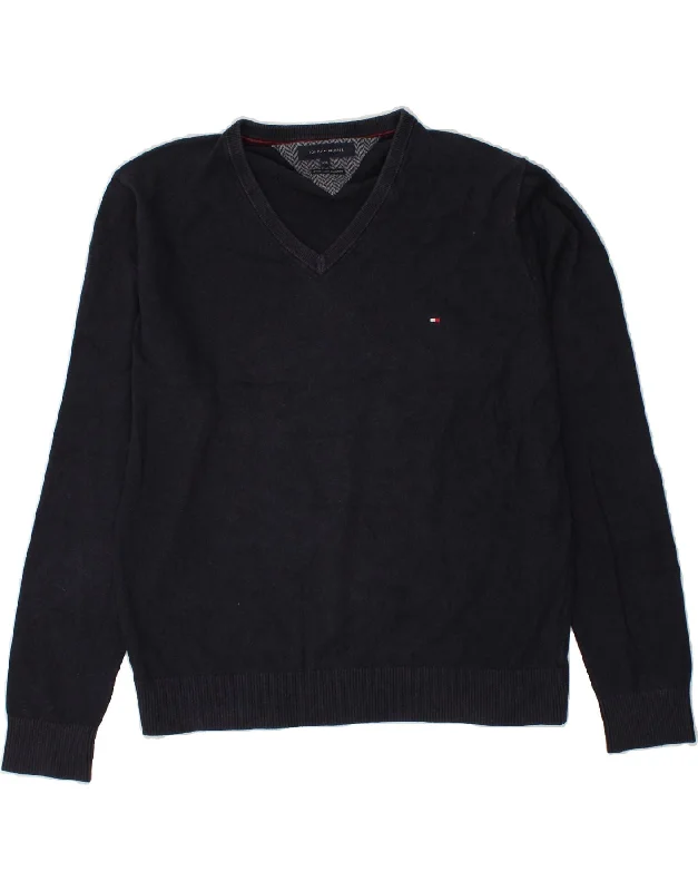 Price Rollback TOMMY HILFIGER Womens V-Neck Jumper Sweater UK 20 2XL Navy Blue Cotton Price Rollback TOMMY HILFIGER Womens V-Neck Jumper Sweater UK 20 2XL Navy Blue Cotton