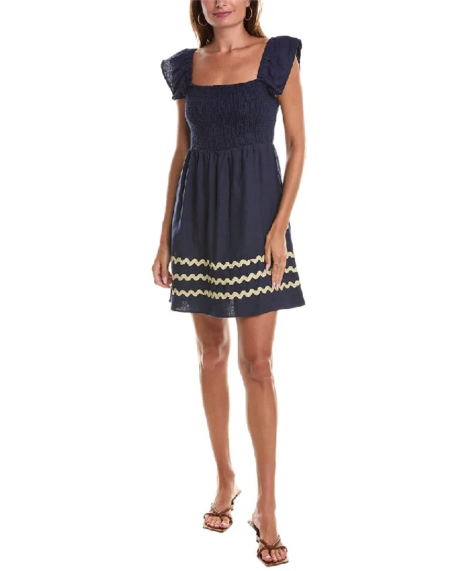 Daily Deals Sail to Sable Smocked Linen-Blend Mini Dress