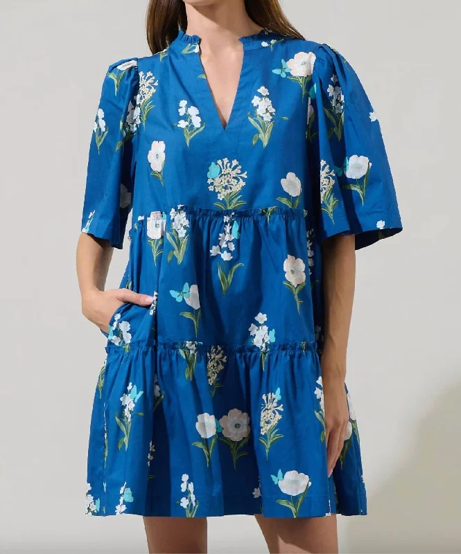 Lowest Price Floral Dixie Split Neck Shift Dress In Madison