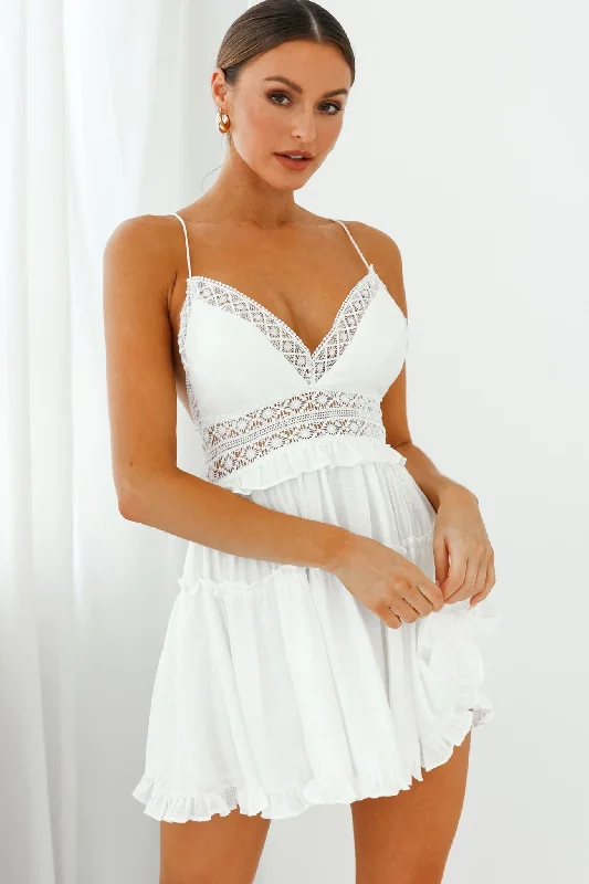 Super Deal Desert Rose Crochet Tie-Up Back Sun Dress White