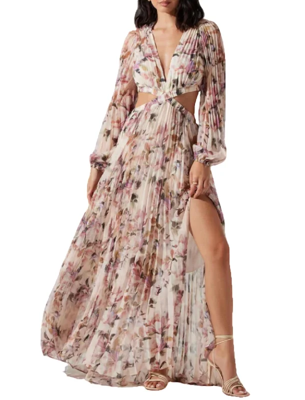 Take Advantage Revery Dress In Cream Pink Floral
