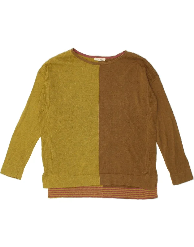 Clearance Items WHITE STUFF Womens Boat Neck Jumper Sweater UK 12 Medium Brown Colourblock