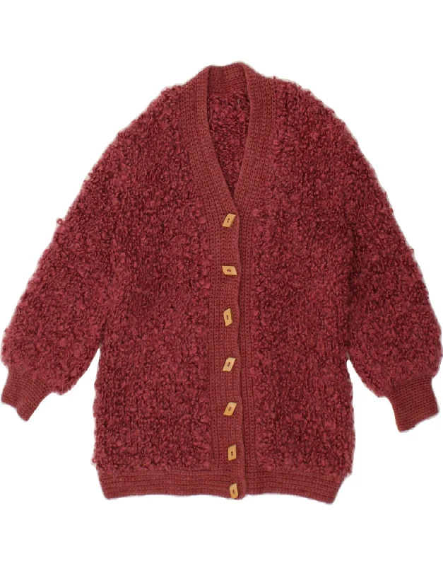 VINTAGE Womens Cardigan Sweater UK 14 Large Maroon