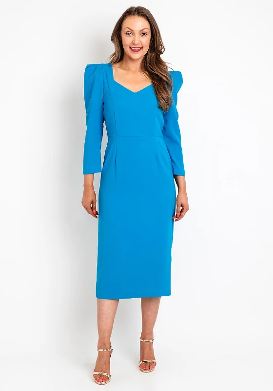 Fantastic Offers Kate Cooper Puff Shoulder Midi Dress, Blue