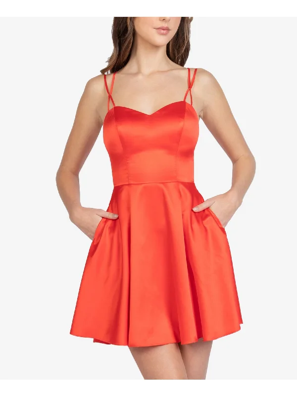 Big Savings B DARLIN Womens Spaghetti Strap Sweetheart Neckline Short Cocktail Fit + Flare Dress