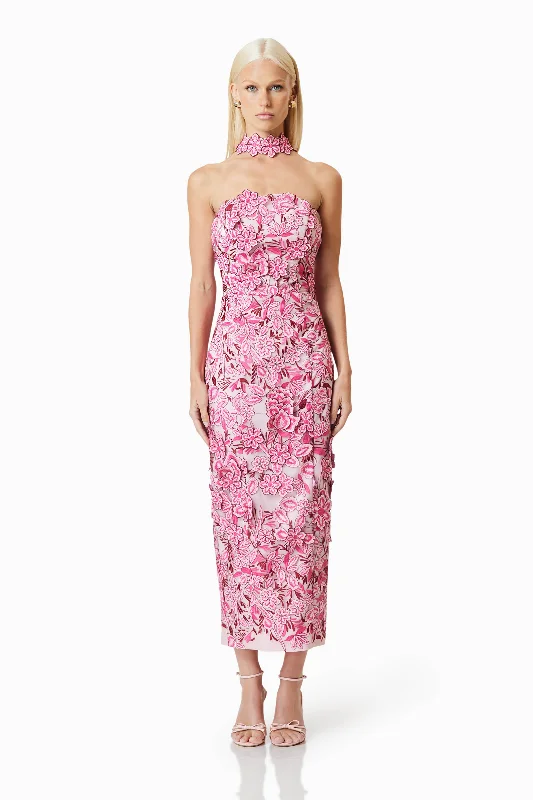 The Best Prices OMR x ELLIATT: Roseate Cocktail Midi Dress In Pink