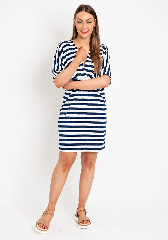 Now or Never The Serafina Collection One Size Shimmer Stripe Mini Dress, Navy