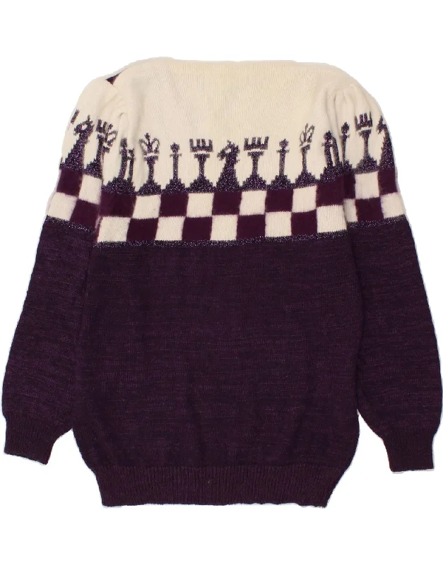 VINTAGE Womens Boat Neck Jumper Sweater EU 38 Medium Purple