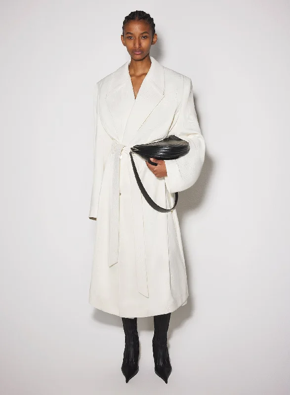Super Savings off-white ribbed belted coat