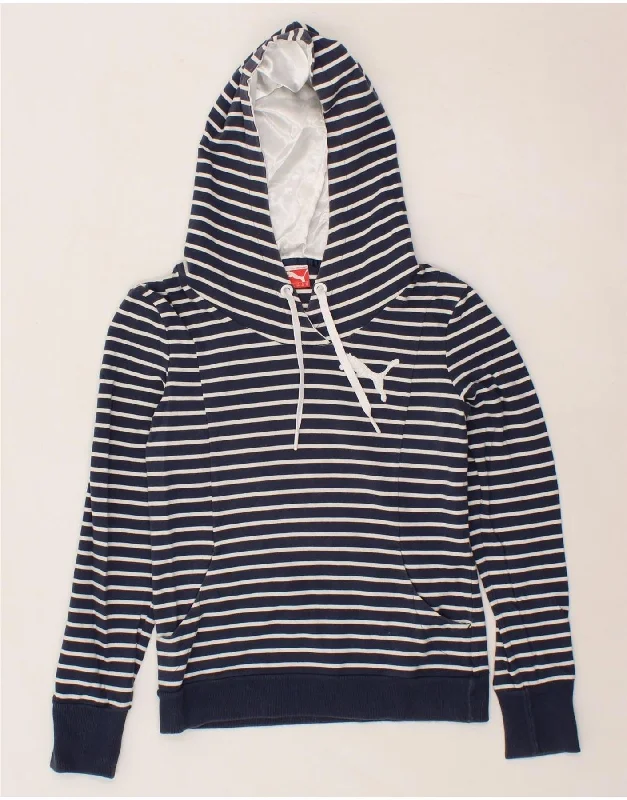 Buy Now PUMA Womens Hoodie Jumper UK 10 Small Navy Blue Striped