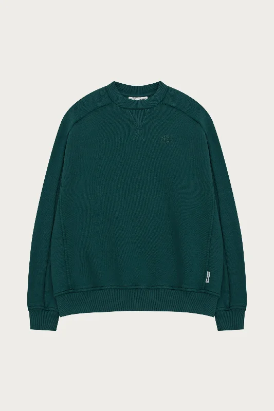 LAUNDERED CLASSICS SEAM DETAIL SWEATSHIRT - GREEN