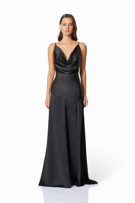 Massive Deals Clementine Cowl Neck Maxi Dress In Black