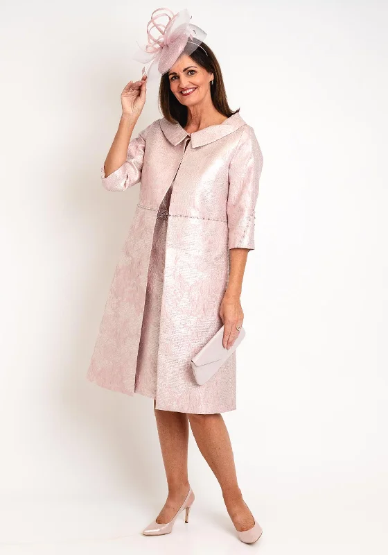 Must-Have Deals Lizabella Embossed Design Long Jacket & Dress Set, Blush Pink