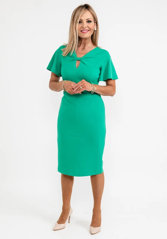 Midnight Madness Tia Bow Neckline Pencil Dress, Green