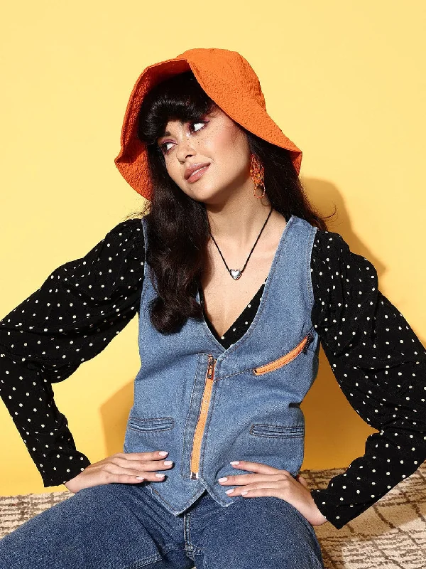 Closeout Women Blue Denim Waistcoat