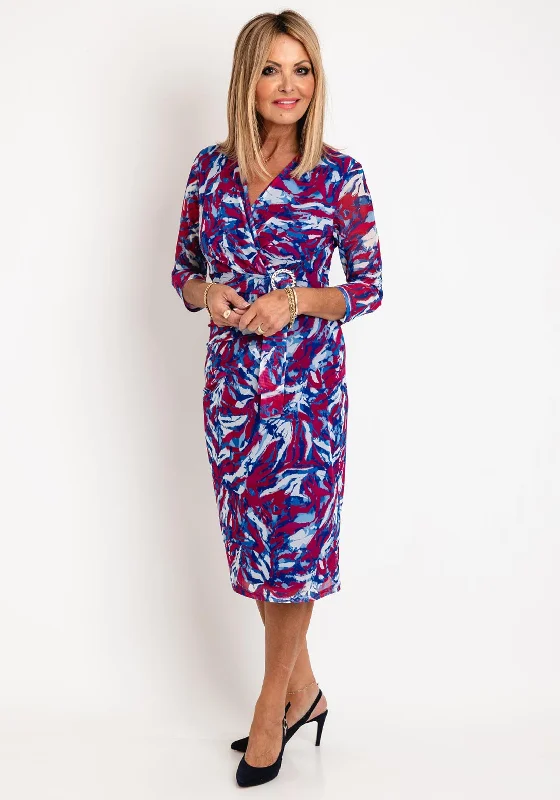 Bargain Prices Via Veneto Print Mesh Midi Dress, Blue & Red