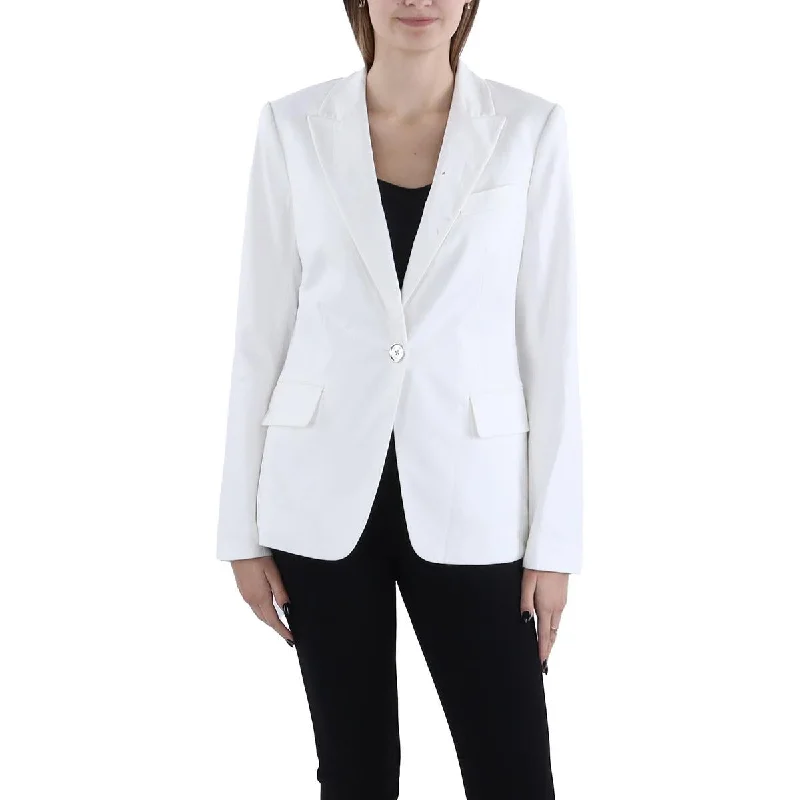 Womens Linen Blend Suit Separate One-Button Blazer