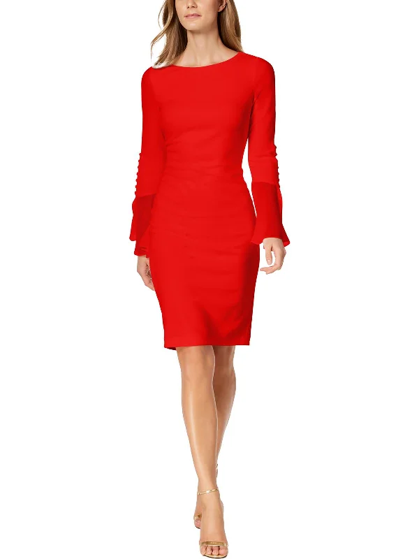 Early Bird Discount Womens Chiffon Midi Sheath Dress
