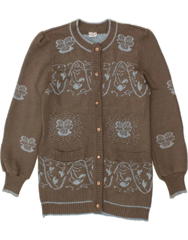Sale Event LORETTA BLOOM Womens Cardigan Sweater UK 12 Medium  Grey Fair Isle Acrylic
