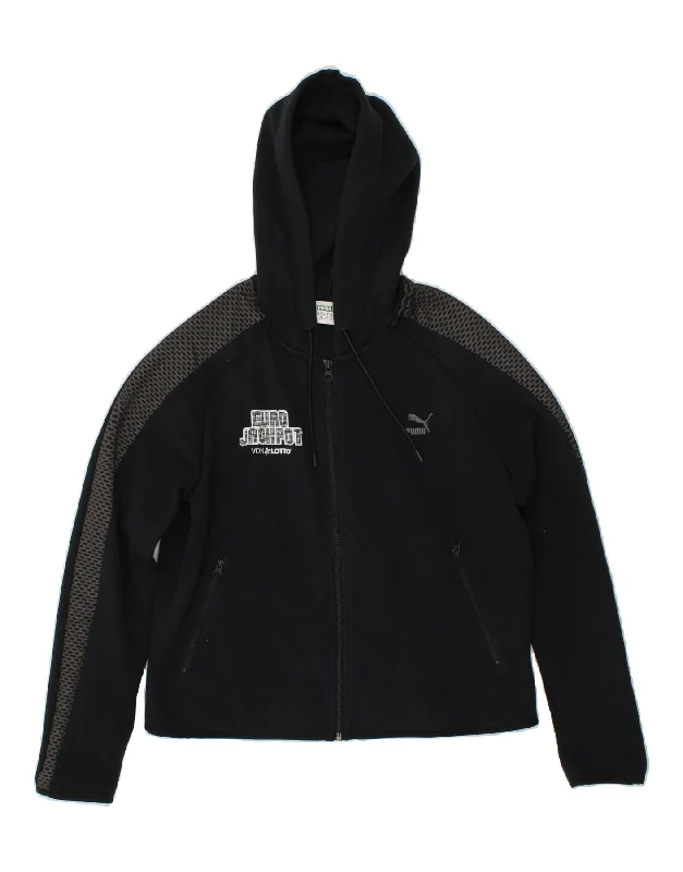 Super Bargain PUMA Womens Graphic Zip Hoodie Sweater UK 14 Large Navy Blue Colourblock Super Bargain PUMA Womens Graphic Zip Hoodie Sweater UK 14 Large Navy Blue Colourblock