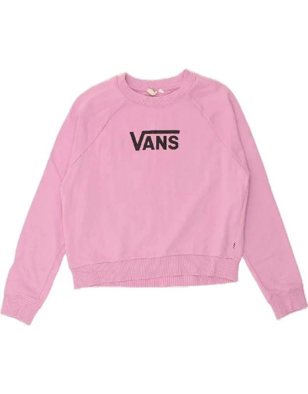 Value Deals VANS Womens Graphic Sweatshirt Jumper UK 16 Large Pink Cotton