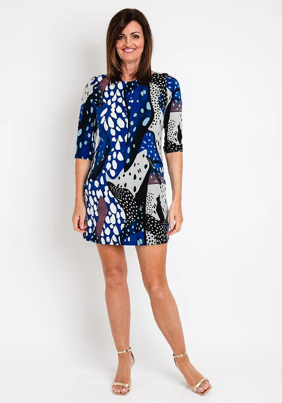 Members Only Serafina Collection Shift Spot Print Mini Dress, Blue