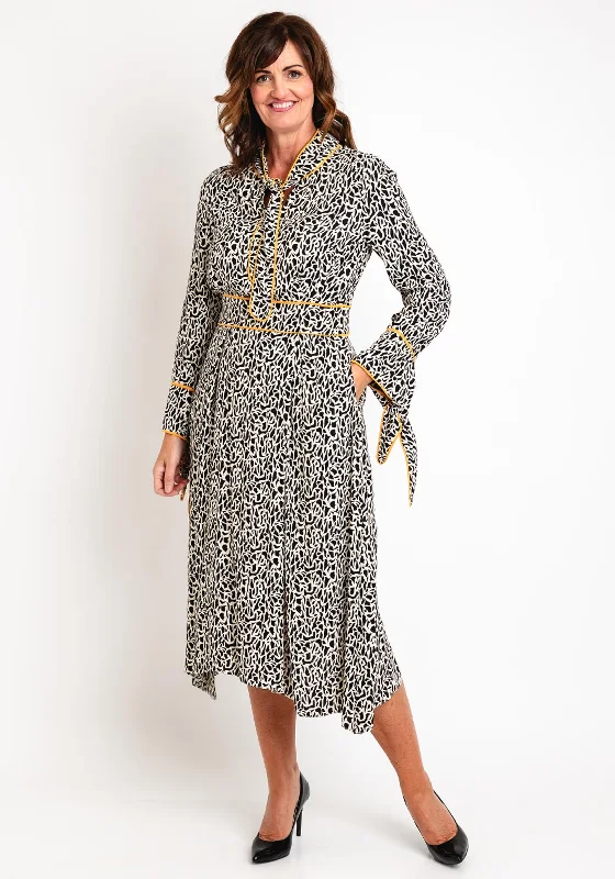 Unbeatable Prices Kameya Scarf Neckline, Abstract Print Midi Dress, Black & White