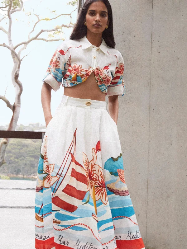 Super Bargain SAIL BOAT MIDI SKIRT