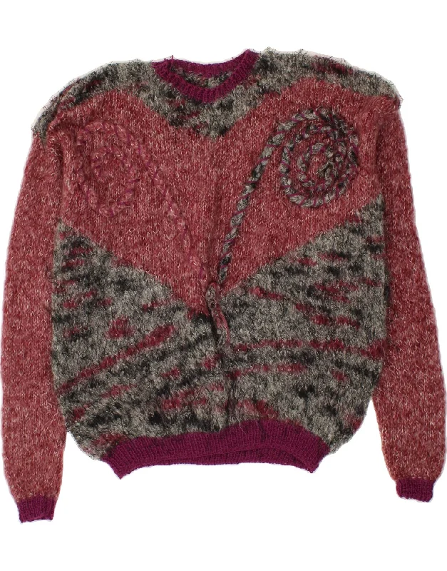 Seasonal Clearance VINTAGE Womens Oversized Crew Neck Jumper Sweater UK 20 2XL Pink