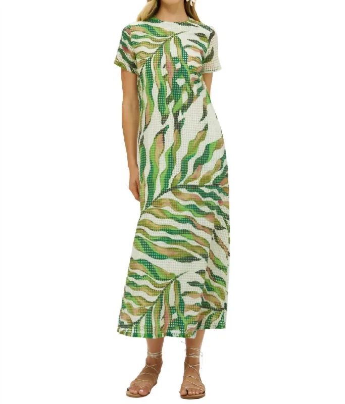 Markdowns Short Sleeve Shift Maxi Dress In Maldive Green