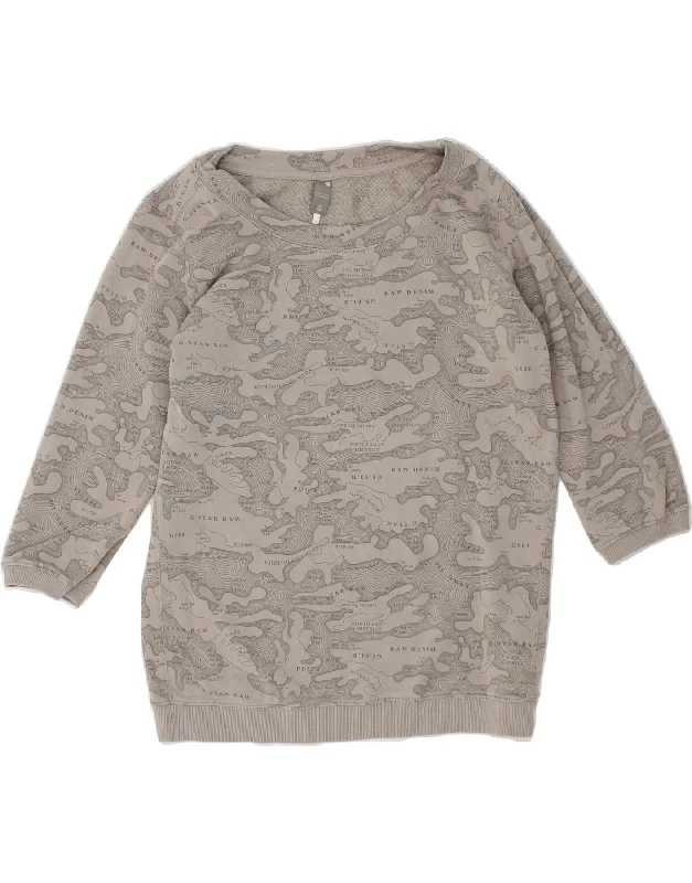 G-STAR Womens Graphic Sweatshirt Jumper UK 18 XL Grey Camouflage