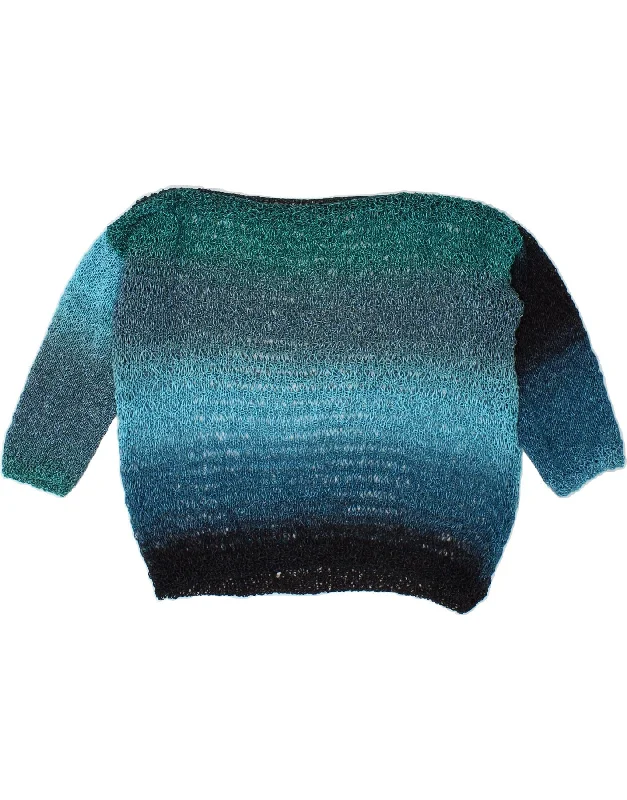 Major Savings VINTAGE Womens Boat Neck Jumper Sweater UK 14 Medium Blue Colourblock