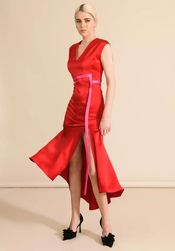 YEAR-End Clearance Caroline Kilkenny Max Satin Maxi Dress, Red