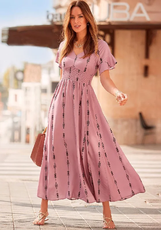 Great Bargains LASCANA Women's Printed V-Neck Maxi Dress