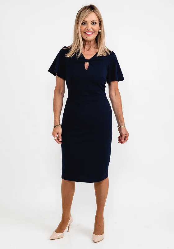 Major Savings Tia Bow Neckline Pencil Dress, Navy