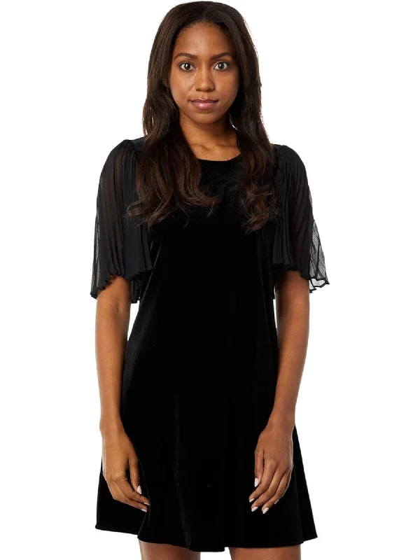 Warehouse Sale CALVIN KLEIN Womens Black Jewel Neck Short Party Fit + Flare Dress