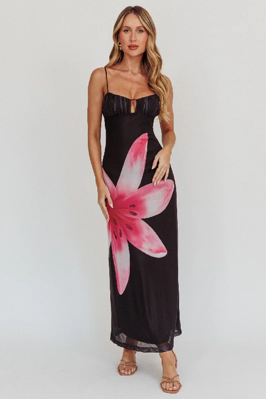 Best Bargains Kailua Floral Print Maxi Dress Black