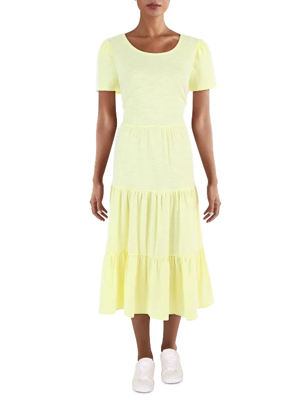 Price Meltdown Lacey Womens Tiered Midi T-Shirt Dress