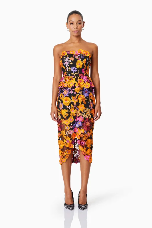Value Deals Alessandra Floral Strapless Cocktail Dress In Orange