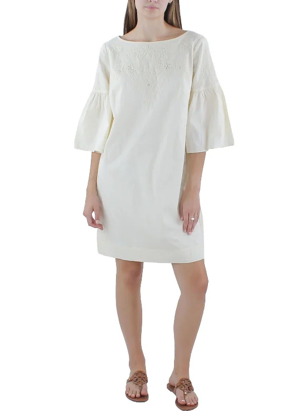 Major Savings Womens Embroidered Cotton Midi Dress