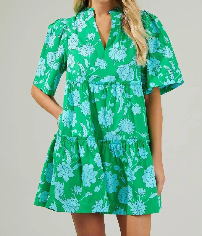 Weekend Deal Tomales Split Neck Shift Dress In Waterlilly Floral