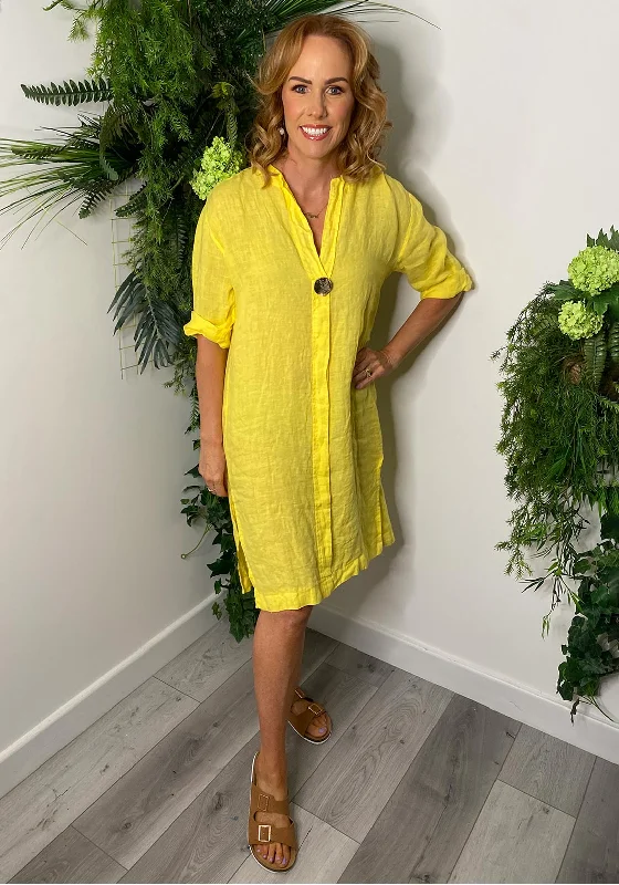 Savings Bonanza Serafina Collection One Size Long Tunic Dress, Yellow