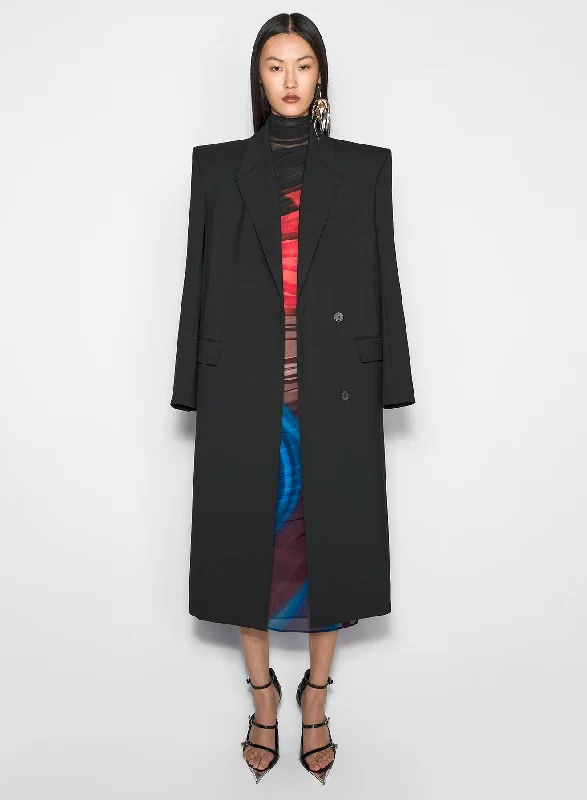 The Best Prices black double-breasted wool coat