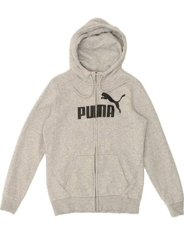 Special Savings PUMA Womens Graphic Zip Hoodie Sweater UK 10 Small Grey Cotton