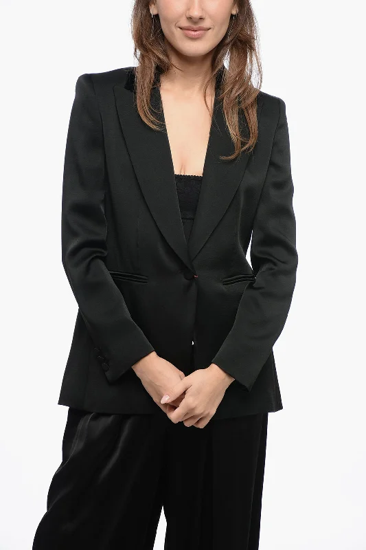 Max Mara Studio Satin Anselmo Blazer With Peak Lapel